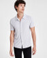 Фото #1 товара Men's Regular-Fit Variegated Ribbed-Knit Button-Down Camp Shirt, Created for Macy's