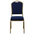 Фото #3 товара Hercules Series Crown Back Stacking Banquet Chair In Navy Blue Patterned Fabric - Gold Frame