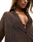 Фото #2 товара Candypants oversized beach shirt in brown glitter