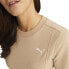 Puma Her Slim Logo Crew Neck Short Sleeve T-Shirt Womens Beige Casual Tops 67406