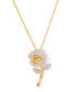 ფოტო #1 პროდუქტის Diamond Accent Rose Flower Pendant 18" Necklace in Gold Plate