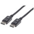 Manhattan DisplayPort 1.1 Cable - 1080p@60Hz - 2m - Male to Male - With Latches - Fully Shielded - Black - Lifetime Warranty - Blister - 2 m - DisplayPort - DisplayPort - Male - Male - 1920 x 1080 pixels