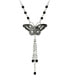 ფოტო #1 პროდუქტის Women's Silver Tone Black White Enamel Black Beads Butterfly Necklace