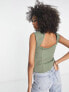 Фото #3 товара ASOS DESIGN v-neck sleeveless top with seaming detail in khaki