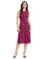 Petite Floral-Print Jewel-Neck Midi Dress berry black, 10p - фото #1