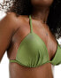 New Look basic moulded triangle bikini top in khaki