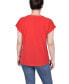 ფოტო #3 პროდუქტის Petite Grommet Neck Knit Short Extended Sleeve Top