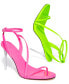 Фото #8 товара Women's Zayn Lucite Heel Asymmetrical Strap Dress Sandals
