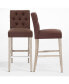 Linen Fabric Tufted Bar Stool (Set of 2)