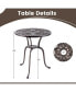 24" Round Cast Aluminum Table Patio Dining Bistro Table with 2 Inch Umbrella Hole