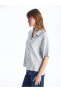 Фото #2 товара Рубашка женская LC WAIKIKI с короткими рукавами из смеси льна с полосками