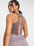 Nike One Training novelty dri fit lace back tank top in plum