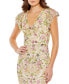 Women's Floral Embellished Flutter Cap Sleeve Dress