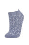 Kadın Leopar Desenli 3'lü Pamuklu Patik Çorap Z7536azns