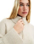 ASOS DESIGN relaxed jumper with zip collar in cream