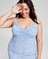 Фото #5 товара Trendy Plus Size Glitter-Knit Ruched Gown