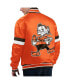 ფოტო #2 პროდუქტის Men's Orange Distressed Cleveland Brown Gridiron Classics Home Game Satin Full-Snap Varsity Jacket