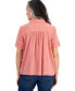 Фото #2 товара Petite Pintuck Short-Sleeve Button-Front Shirt, Created for Macy's