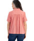 Petite Pintuck Short-Sleeve Button-Front Shirt, Created for Macy's Sea Coral, PP - фото #2