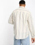 Фото #3 товара Pull&Bear linen long sleeve striped shirt in sand