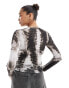 Фото #2 товара ASOS DESIGN mesh ribcage printed long sleeve top in multi