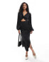 Фото #1 товара Vila long sleeve satin maxi dress with cut out in black