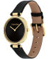 ფოტო #2 პროდუქტის Women's Gleam Black Leather Strap Watch 32mm