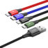 Фото #4 товара Kabel przewód USB 4w1 2 x Iphone Lightning USB-C microUSB w nylonowym oplocie 3.5A 1.2m czarny