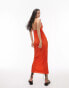 Topshop – Plissiertes Midi-Trägerkleid in Orange Оранжевый, XS - EU 32-34 - фото #4