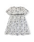 Big Girls Short Puff Sleeve Party Dress with Piping