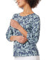 Women's Printed Moss Crepe 3/4-Sleeve Top