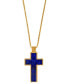 ფოტო #1 პროდუქტის EFFY® Men's Lapis Lazuli Cross 22" Pendant Necklace in 14k Gold-Plated Sterling Silver