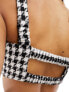 Фото #5 товара ASOS DESIGN co-ord boucle bralet in mono houndstooth