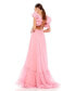 Фото #6 товара Women's Ruffle Tiered Cut-Out Chiffon Gown