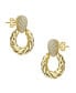 Фото #3 товара 14k Yellow Gold Plated with Cubic Zirconia Pave Twisted Rope Drop Hoop Door Knocker Earrings