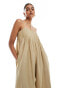 & Other Stories fluid wide leg jumpsuit with relaxed square neck in beige