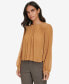 ფოტო #3 პროდუქტის Women's Pleated Long-Sleeve Crewneck Top