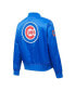 ფოტო #2 პროდუქტის Women's Royal Chicago Cubs Satin Full-Snap Varsity Jacket