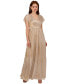 Фото #4 товара Women's Metallic Flutter-Sleeve Gown