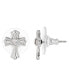 ფოტო #1 პროდუქტის Silver-Tone Crystal Cross Stud Earrings