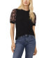 Women's Mixed Media Puff Sleeve Bouquet Knit Top