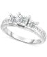 ფოტო #1 პროდუქტის Diamond Princess-Cut Three Stone Ring (1/2 ct. t.w.) in 14k White Gold