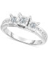 ფოტო #1 პროდუქტის Diamond Princess-Cut Three Stone Ring (1/2 ct. t.w.) in 14k White Gold