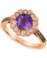 Grape Amethyst (1-1/6 ct. t.w.) & Diamond (1/3 ct. t.w.) Flower Ring in 14k Rose Gold