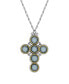 ფოტო #1 პროდუქტის Pewter Cross with Round Blue Crystal Necklace