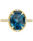 ფოტო #1 პროდუქტის EFFY® London Blue Topaz (5-5/8 ct. t.w.) & Diamond (1/8 ct. t.w.) Oval Ring in 14k Gold