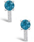 ფოტო #3 პროდუქტის London Topaz (2-1/3 ct. t.w.) and Diamond (1/8 ct. t.w.) Stud Earrings in 14K White Gold