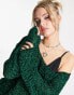 Фото #6 товара COLLUSION knitted off the shoulder jumper in green and black multi yarn