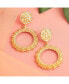 Women's Gold Textured Circular Drop Earrings