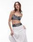 Фото #8 товара Topshop square neck cami bikini top in mono animal print